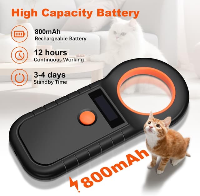 Detalle de Quevati Pet Microchip Scanner with OLED Display (USB rechargeable microchip reader)