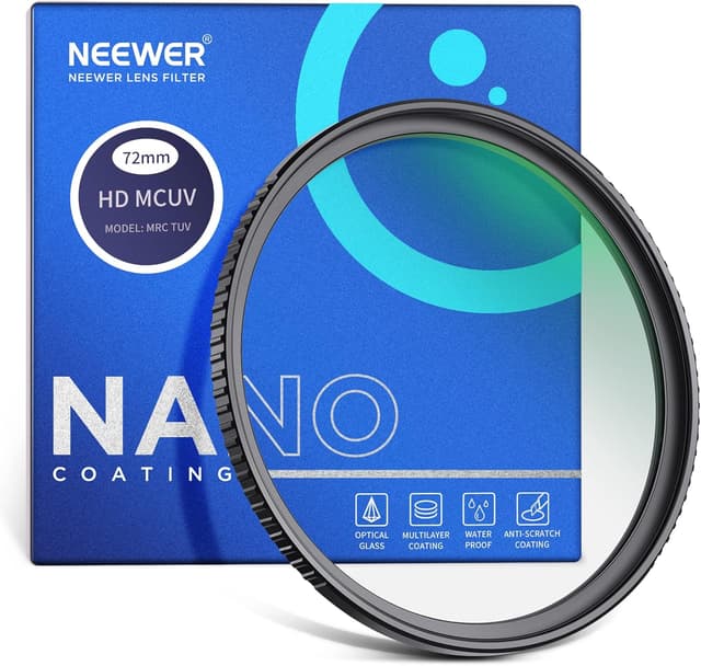 Detalle de Neewer 72mm UV Filter 9H camera lens protection