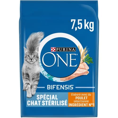 Detalle de PURINA ONE BIFENSIS, pour chat adulte stérilisé, poulet, 7,5 kg 🐱