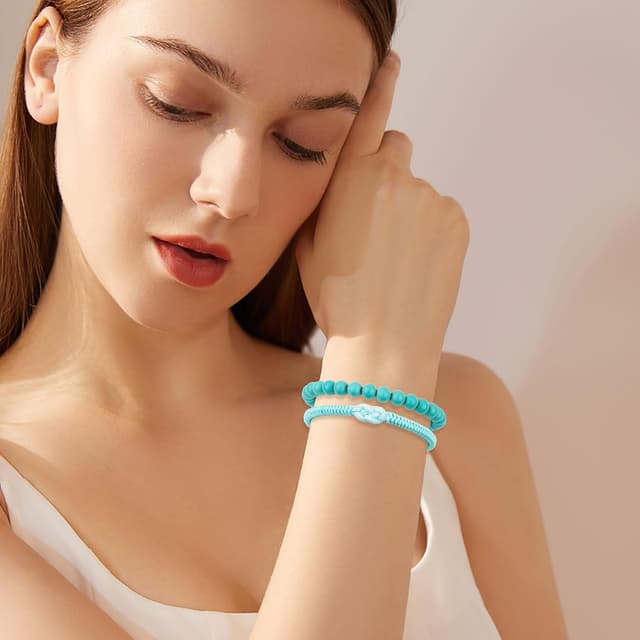 Detalle de 8 mm natürliches grünes Jade geflochtenes Armband – handgefertigt, verstellbar, Glücks- und Schutzsymbol