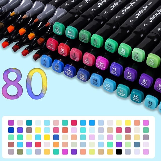 Detalle de TBC The Best Crafts 80 Farben Alkoholmarker Set