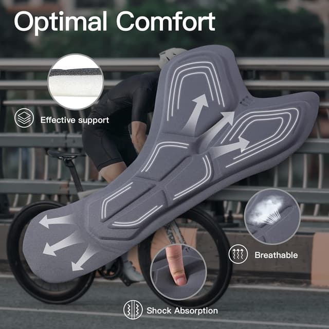 Detalle de NOOYME Herren-Radunterhose mit 4D-Sitzpolster – schnelltrocknend, atmungsaktiv und elastisch