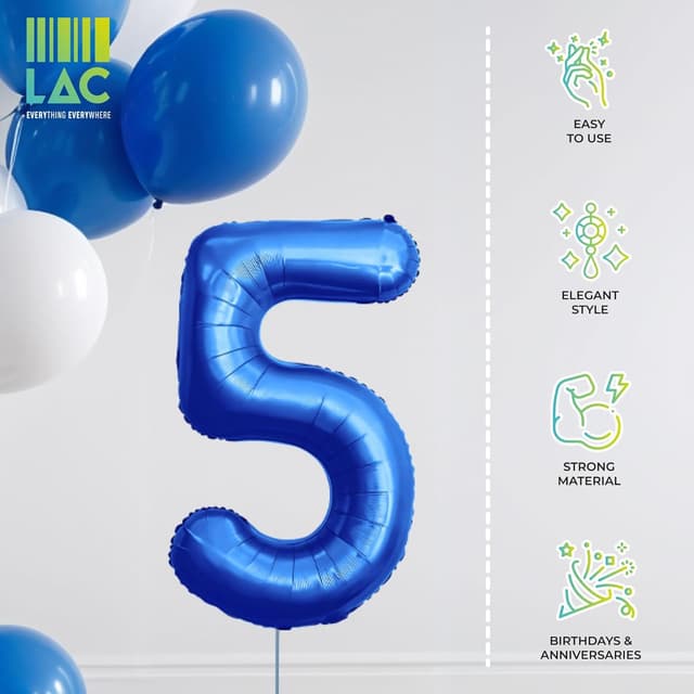 Thumbnail 3 de LAC Globo Numero 3 Azul 5 piezas y 3 blancas