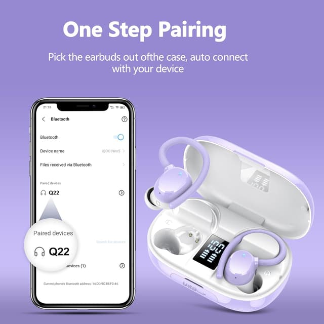 Detalle 1 de Lekaby Bluetooth Sport-Kopfhörer Q22 (Bluetooth 5.3) mit ENC-Mikrofon, IPX7 und langer Akkulaufzeit