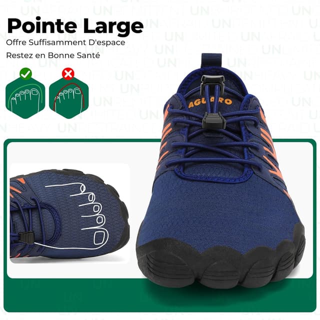 Detalle de SAGUARO Chaussures barefoot homme – chaussures d’eau à séchage rapide, respirantes et antidérapantes (GR.39-48)
