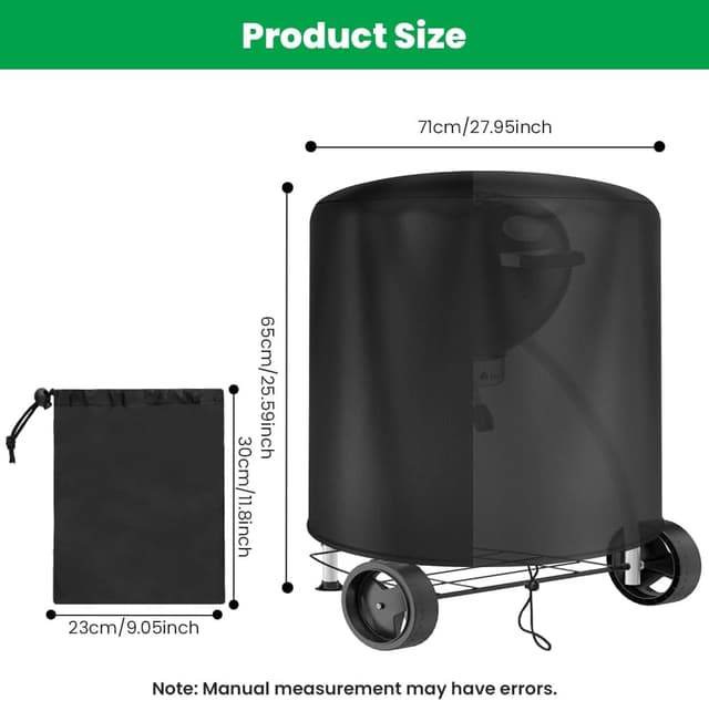 Detalle 2 de OFFCUP Copertura per barbecue rotondo Oxford 210D impermeabile anti-UV e antipolvere Ø71 x 64,5 cm