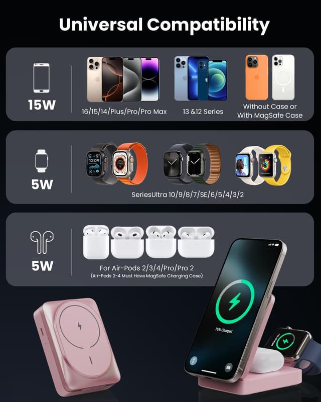 Thumbnail 6 de 3 in 1 Caricatore Wireless Qi2 15W