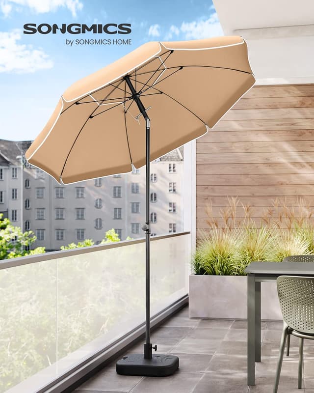 Detalle 2 de SONGMICS parasol inclinable 200 cm UPF 50+ (hauteur réglable, 30° dans les 2 sens) taupe