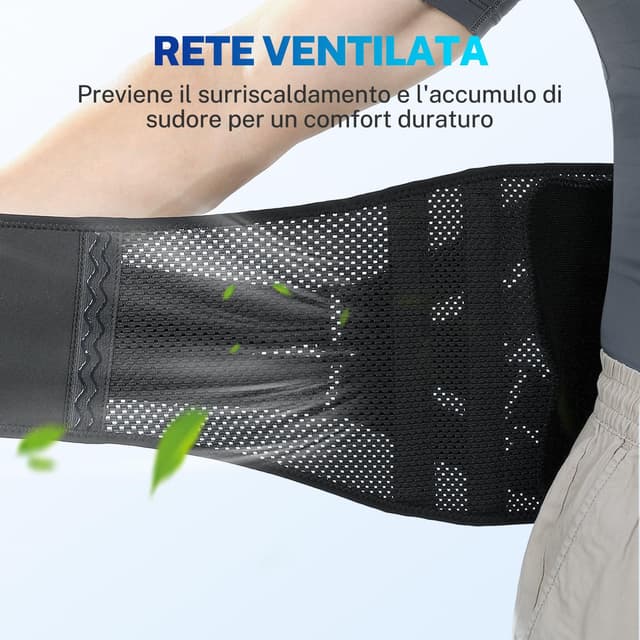 Detalle de Fitomo Fascia Lombare Supporto Schiena con cuscino 3D e stecche in fibra di carbonio