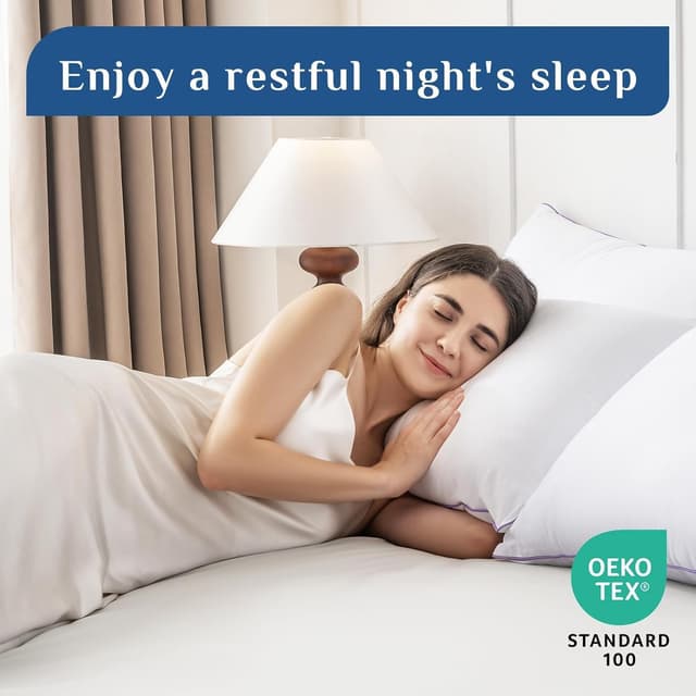 Detalle de JOLLYVOGUE Pillows Standard Size Set of 4 (Washable Down Alternative) — Soft yet Supportive for Side, Back, and Stomach Sleepers