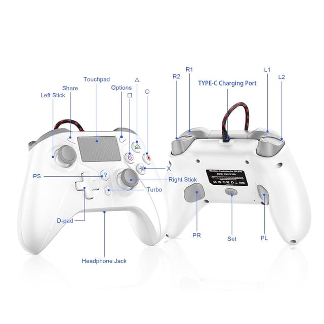Thumbnail 6 de Dinosoo 10ft Wired Controller for PS5 (Turbo Macro Back Button + 3.5mm Headphone Jack)