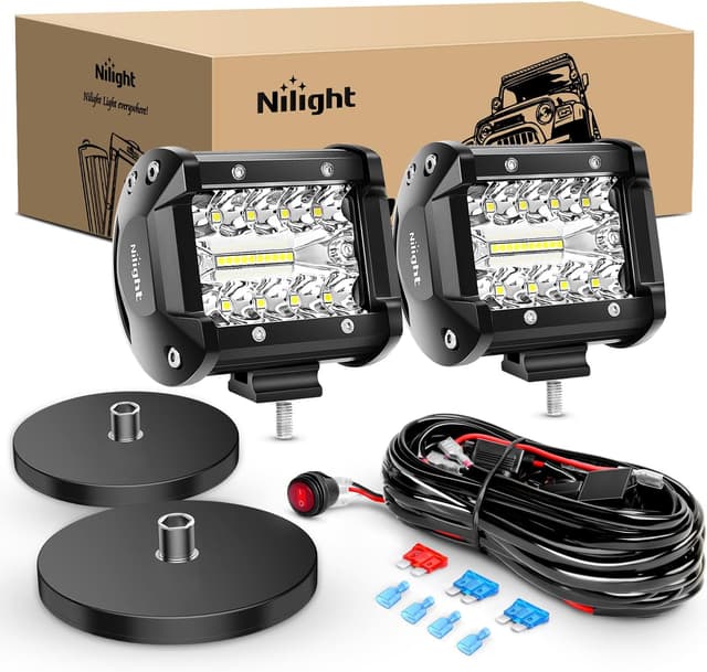 Detalle 2 de Nilight 2-Pack 4-Inch 60W LED Pods with 2-Inch Tow Hitch Mount Brackets (Backup/Reverse Style Light Pods)