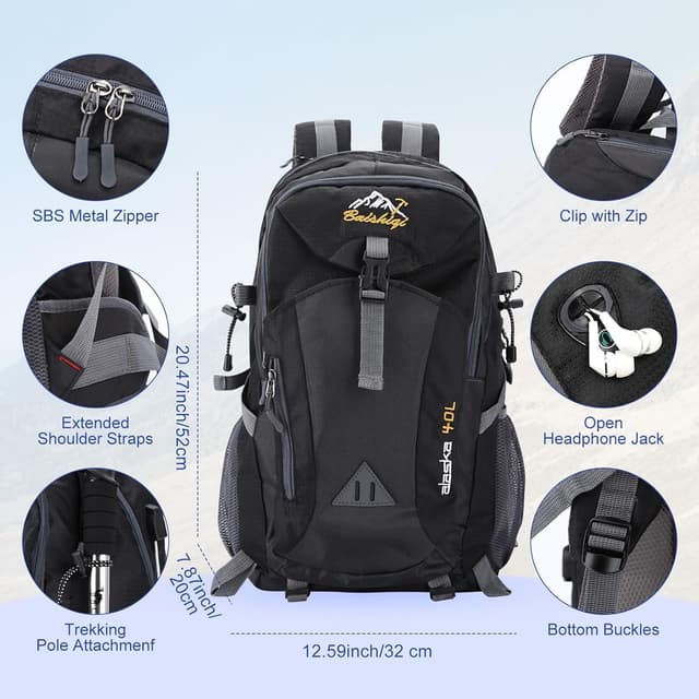 Detalle 2 de ROSSRORE Foldable Backpack 40L Waterproof Lightweight Travel Daypack (40L)