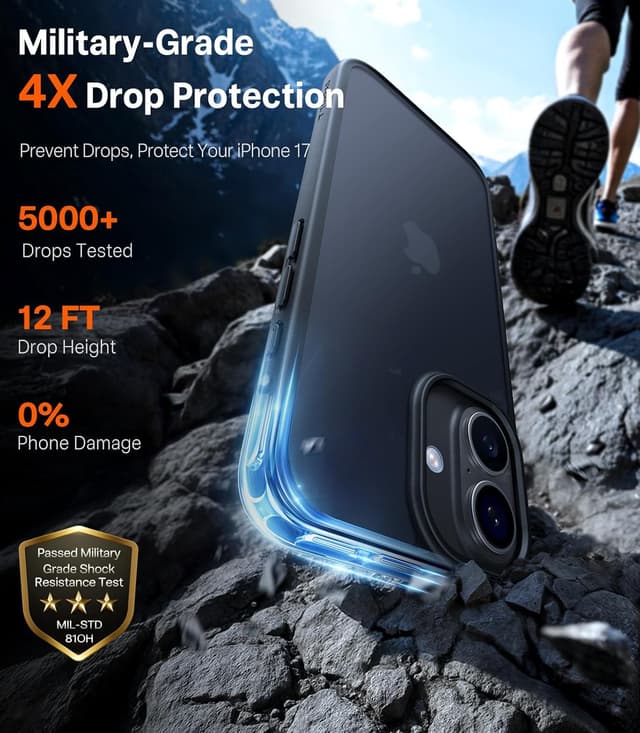 Detalle 2 de TORRAS for iPhone 17 Case 12FT Military Grade Shockproof (Matte Black)