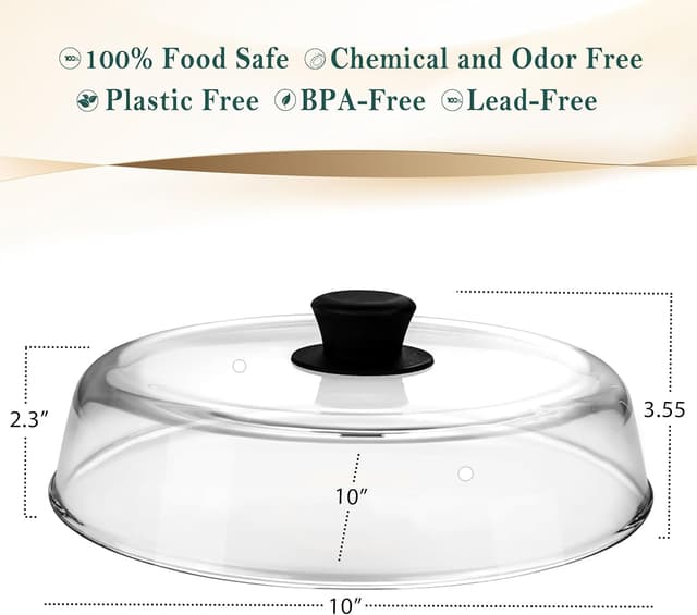 Detalle de Le'raze 10-Inch Glass Microwave Splatter Cover (BPA & Lead Free, Dishwasher Safe)