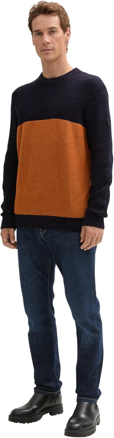 Detalle de TOM TAILOR Pullover da uomo in jersey testurizzato con logo sulla manica