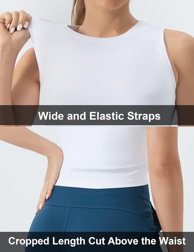 Detalle de THE GYM PEOPLE Haut court d’entraînement sans manches femme (sans rembourrage) pour yoga et course à pied
