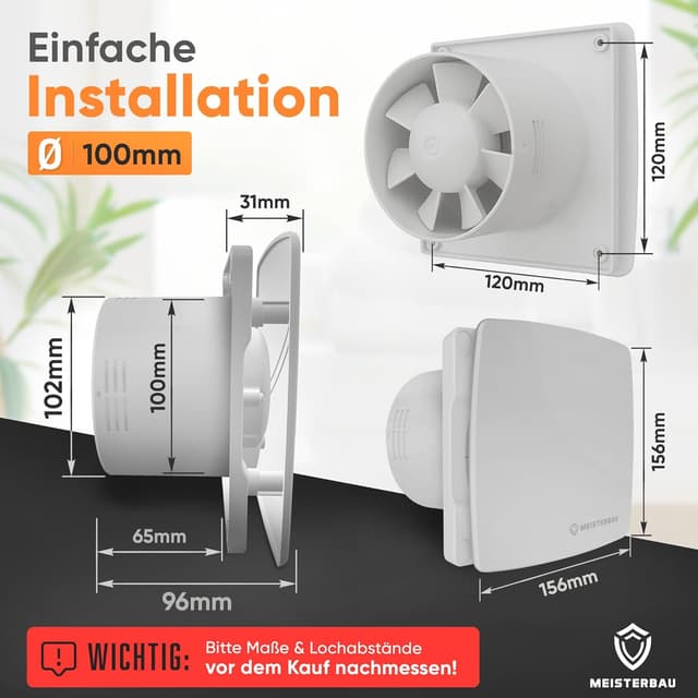 Thumbnail 4 de MEISTERBAU Badlüfter mit Feuchtigkeitssensor 100mm