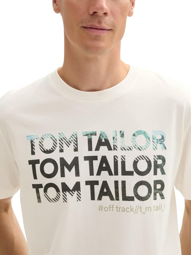 Detalle de TOM TAILOR T-Shirt da uomo in cotone con stampa fotografica