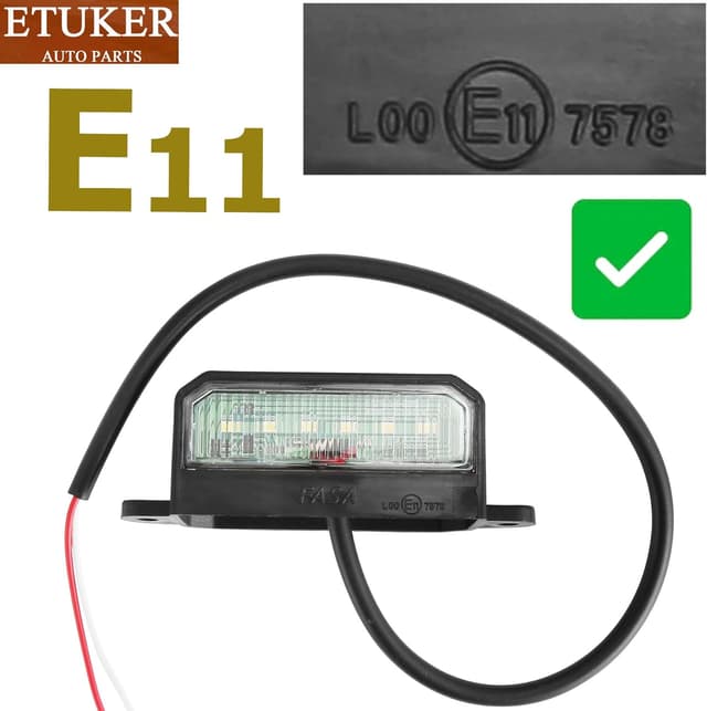 Detalle 2 de ETUKER 2x LED Number Plate Lights (12v/24v) for Trailers – E-approved