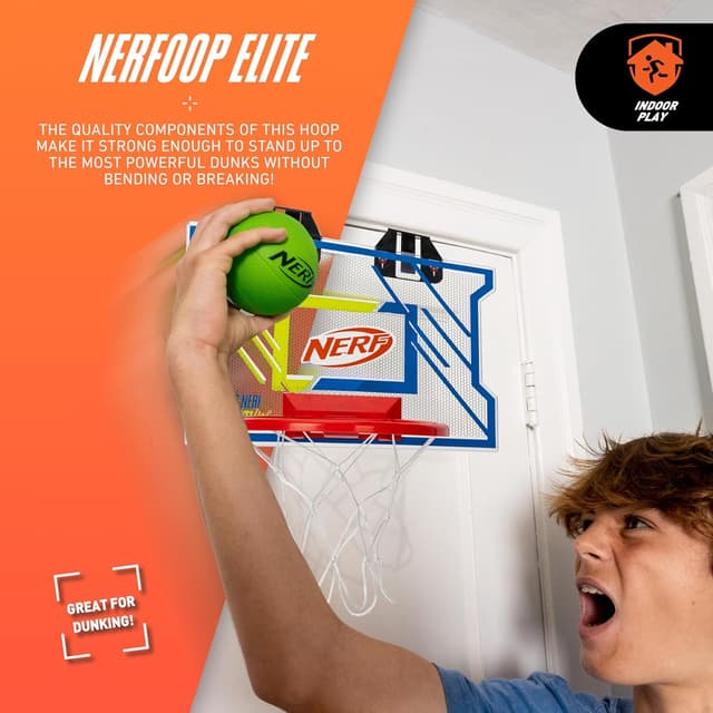 Thumbnail 2 de NERFOOP Elite Basketball Hoop Set — Over-the-Door Mini Hoop with Foam NERF Basketball