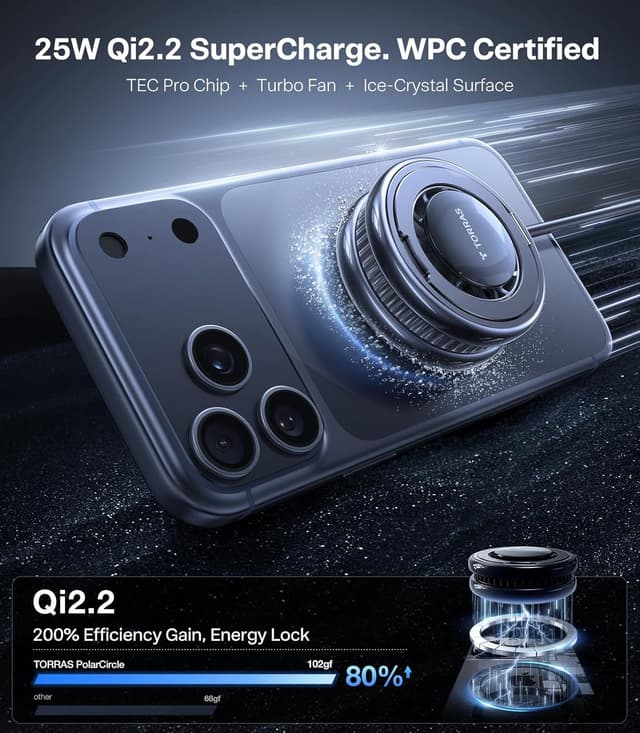 Detalle 2 de TORRAS PolarCircle Qi2.2 25W Magnetic Wireless Charger