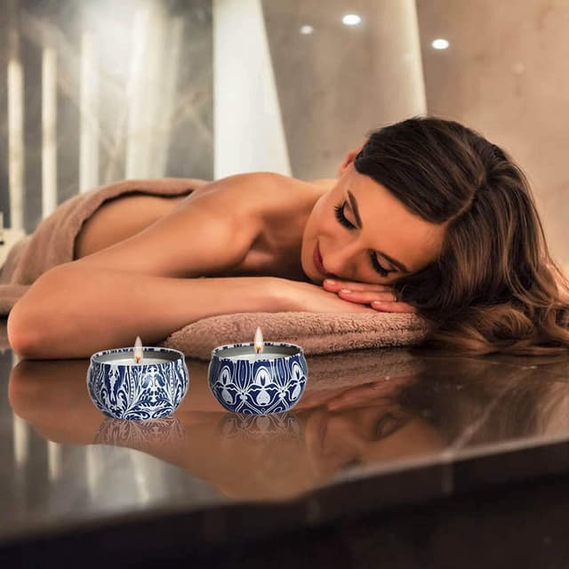 Detalle 2 de LIVEN Scented Candles Gifts Set (16-pack) – soy wax travel tin jars, 2.5 oz each