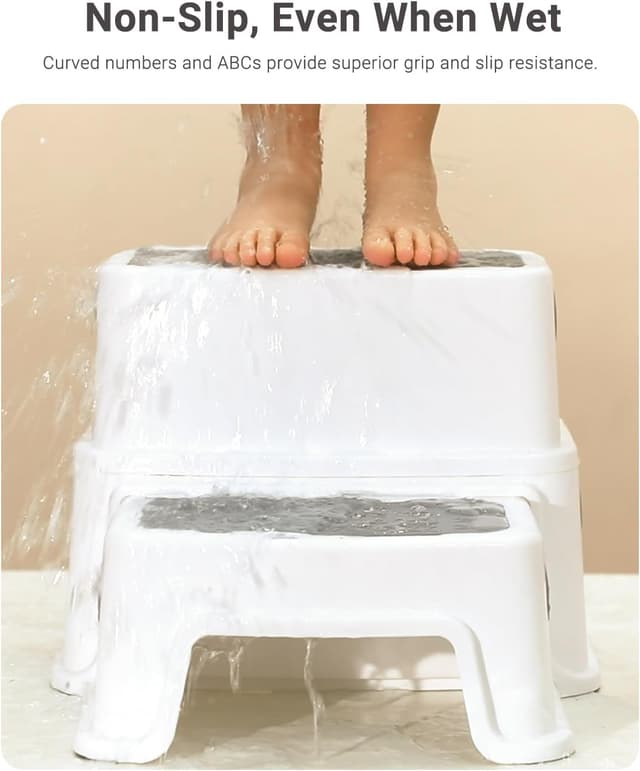 Detalle de 2-stufiger Tritthocker für Kinder (Anti-Rutsch & Anti-Kipp) aus PP, weiß