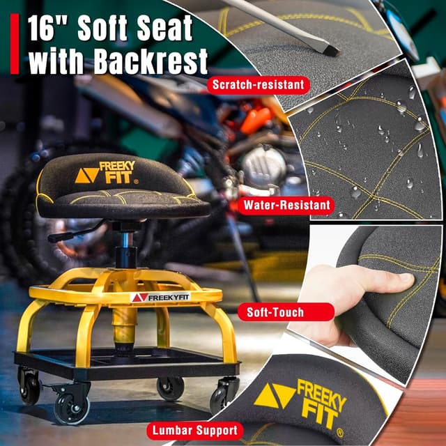 Thumbnail 3 de FreekyFit Rolling Shop Stool 330 lbs