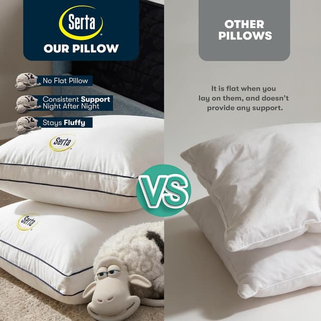 Thumbnail 2 de Serta Hotel Collection Bed Pillows (Queen/Standard) Set of 2, Medium Firm Down Alternative, 400 Thread Count Cotton Cover