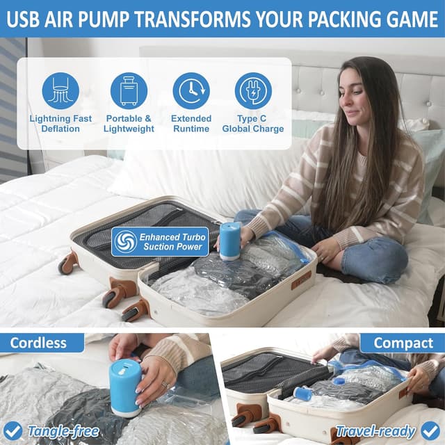 Thumbnail 2 de Cozy Essential Travel Vacuum Storage Bags 10‑Pack