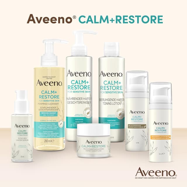 Detalle 2 de Aveeno CALM+RESTORE Hafer Tagespflege LSF 50 (50 ml) – Breitband-Spektrum UVA/UVB, parfümfrei