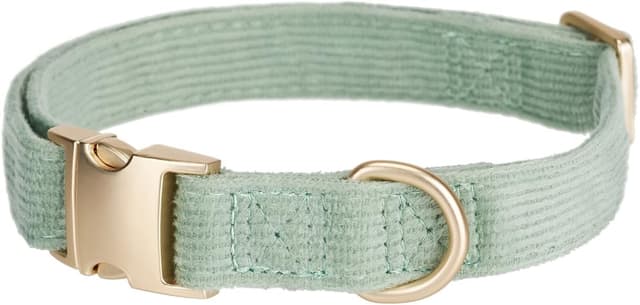Detalle de YUDOTE Ultra-soft Dog Collar Natural Cotton Corduroy (Medium, Sage Green) for Sensitive Skin