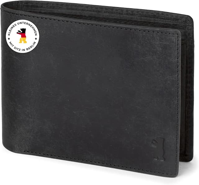 Detalle de Berliner Bags Vintage Geldbörse Peter aus Leder (RFID, TÜV) – Dunkelgrau