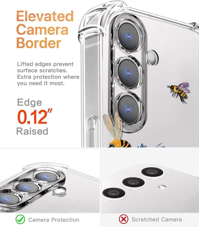 Detalle de CAROKI Clear Case for Samsung Galaxy S24 (6.1-inch) – transparent shockproof TPU bumper with wildflower pattern