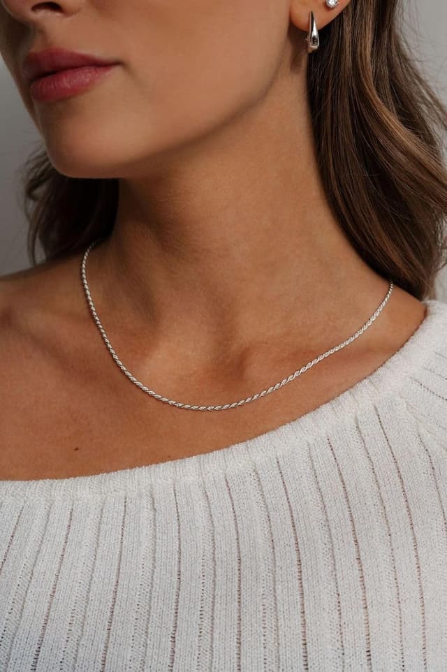 Detalle de Esrael 925 Sterling Silber Kordelkette/Curb Halskette für Damen (1,5 mm oder 2 mm) – inkl. 2-Zoll-Verlängerung