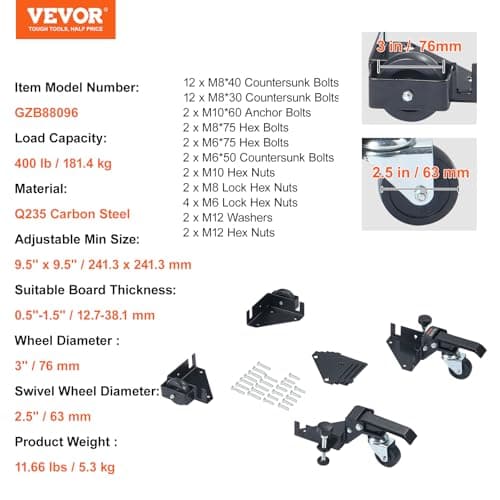 Thumbnail 6 de VEVOR Base Móvil 181,4 kg soporte universal