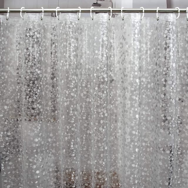 Detalle 2 de Bostofy Waterproof Shower Curtain Liner (8G EVA), Thick Liner with 3 Bottom Magnets, 72 x 72 and 12 Hooks