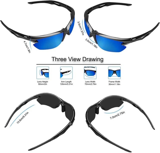 Detalle de BONDDI Occhiali da sole sportivi polarizzati UV400 TR90 per ciclismo, guida, golf, sci, pesca e corsa