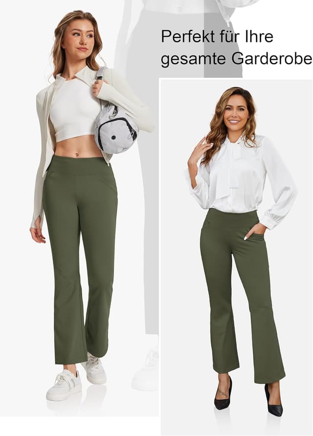 Thumbnail 6 de MOVE BEYOND Pantalon et pantacourt de yoga bootcut pour femmes, 4 poches et contrôle du ventre