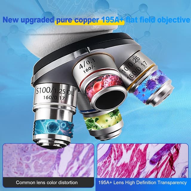 Detalle 2 de Woehrsh Trinocular Microscope (40X-5000X) with Dual Mechanical Stage and HD USB Camera