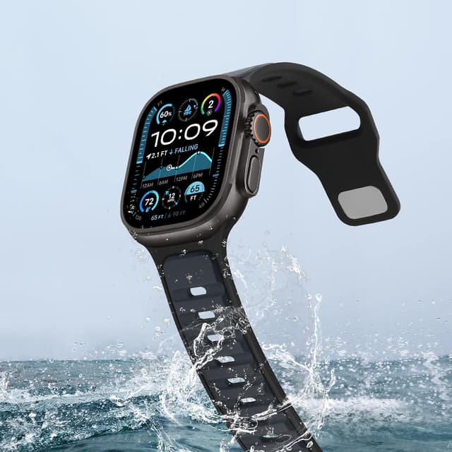 Detalle de Anlinser Sport Straps silicone loop band for Apple Watch (42–49mm) in anthracite