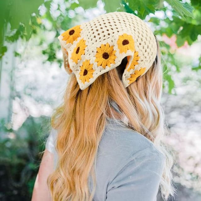 Detalle 2 de DRESHOW 2er-Set Damen Boho Stirnbänder / Dreieck-Kopftücher aus Polyester – elastisch zum Binden