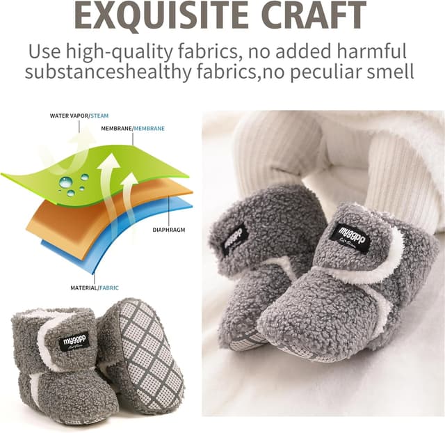 Detalle de Kfnire Winter-Babyschuhe mit Fleece & rutschfestem Boden – warme Lauflernschuhe für Krabbel- und Krabbelschritte