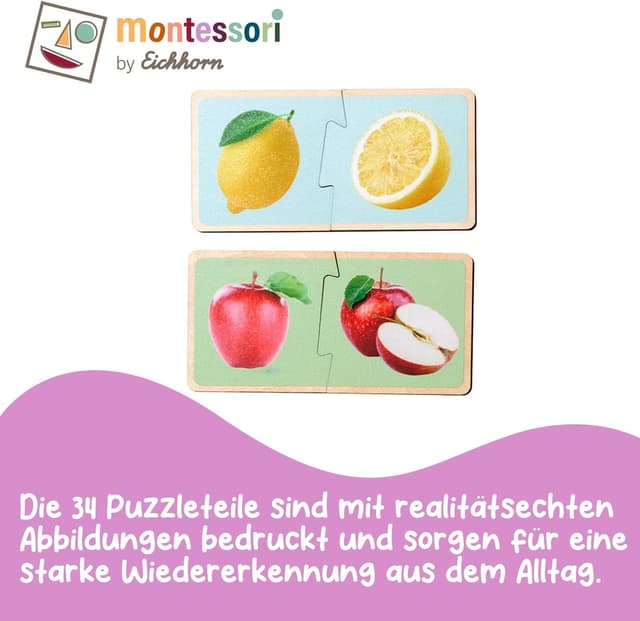 Detalle 2 de Eichhorn Montessori Puzzle Obst & Gemüse 34 Teile