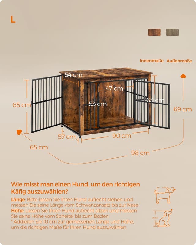 Detalle 2 de Feandrea Hundekäfig 2 Türen für 32 kg