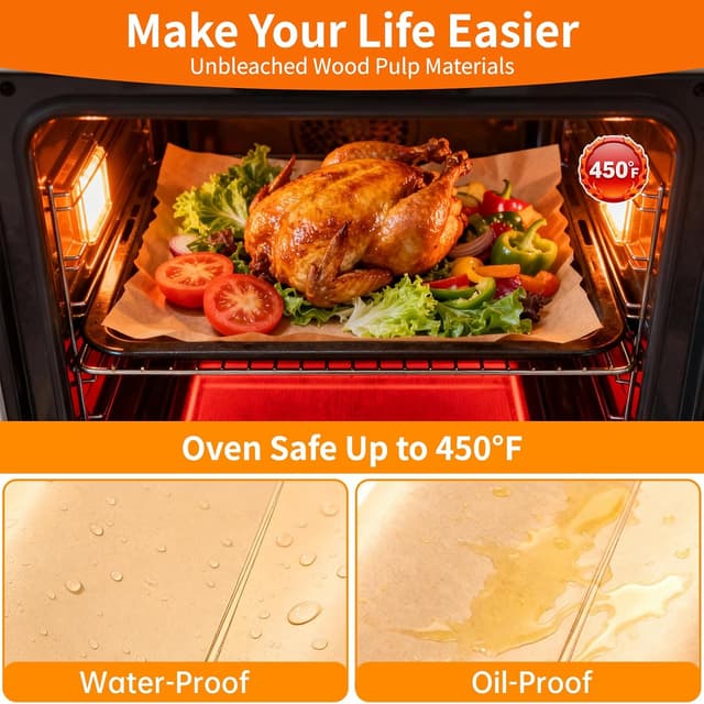 Detalle 2 de YUANYE 400-Pack Unbleached Parchment Paper Baking Sheets (12"x16")