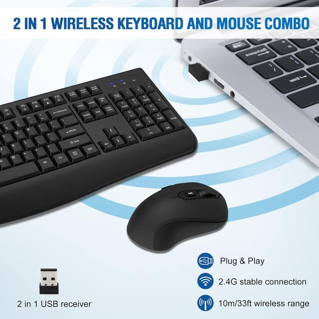 Detalle 2 de Wireless Keyboard and Mouse Combo 2.4GHz ⌨