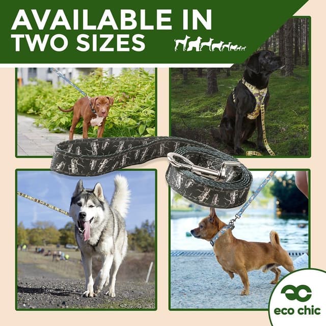 Detalle de Eco Chic Recycled Double-Sided Reflective Dog Lead (Floral Navy, Medium/Large)