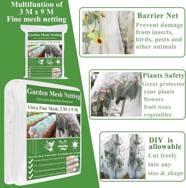 Detalle 2 de WYRJXYB Garden Netting Kit, 3 x 9 m pest barrier